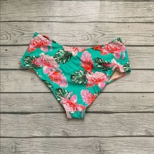 Xhilaration turquoise and coral high waisted swimsuit bottoms-large